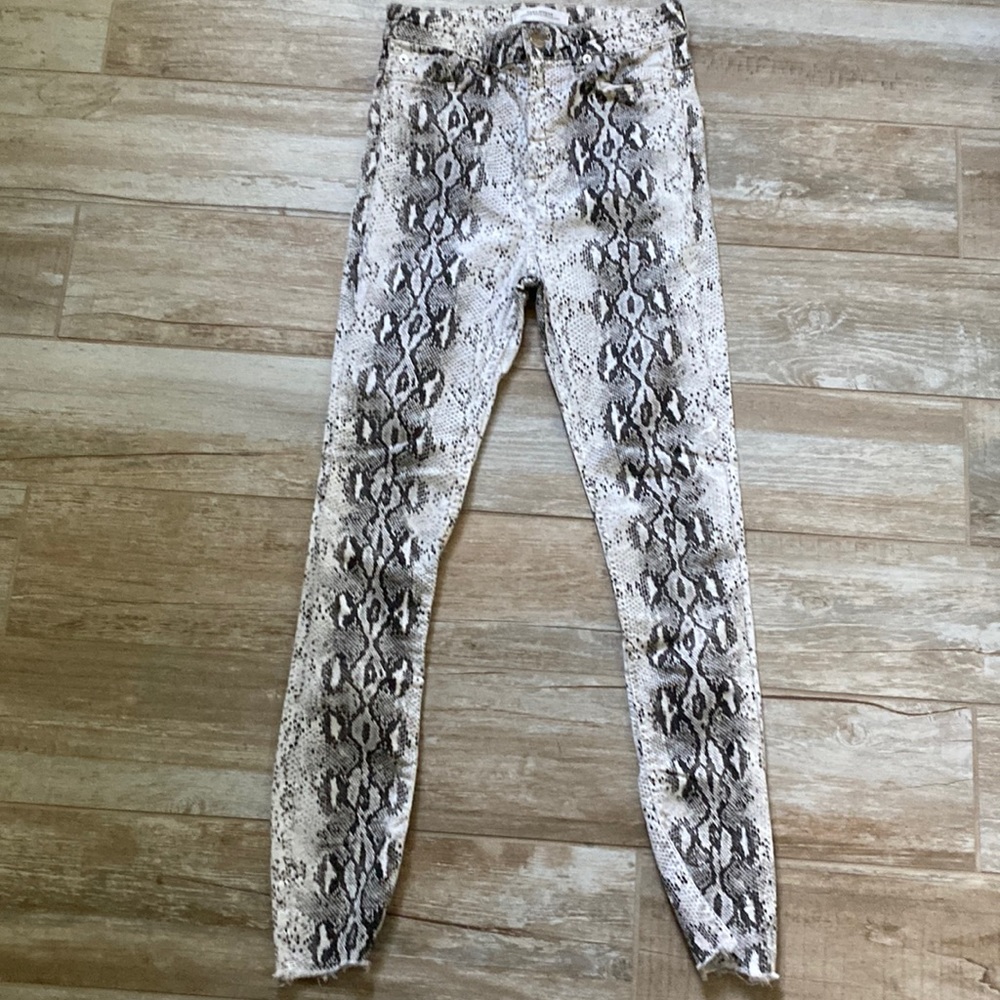 Zara snake skin print denim jeans